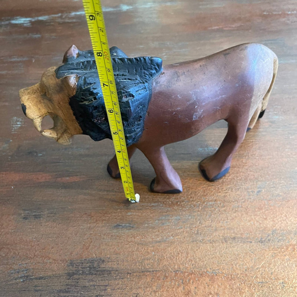 Hand Carved Wood Lyon Toy Figure 10" - Picture 10 of 10